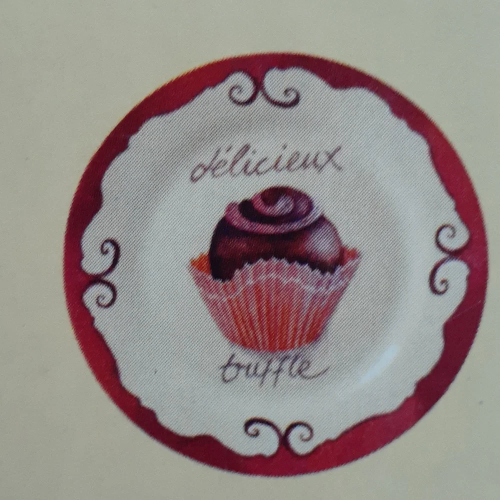 Gourmet Basics by Mikasa chocolat 4 PC ROUND Dessert Plate Set RARE Find New!